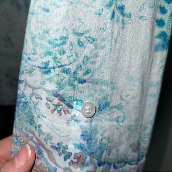 Chico's Paisley Button Front Sheer Blouse Women’s Size Large Cotton Boho Shirt - Picture 4 of 14
